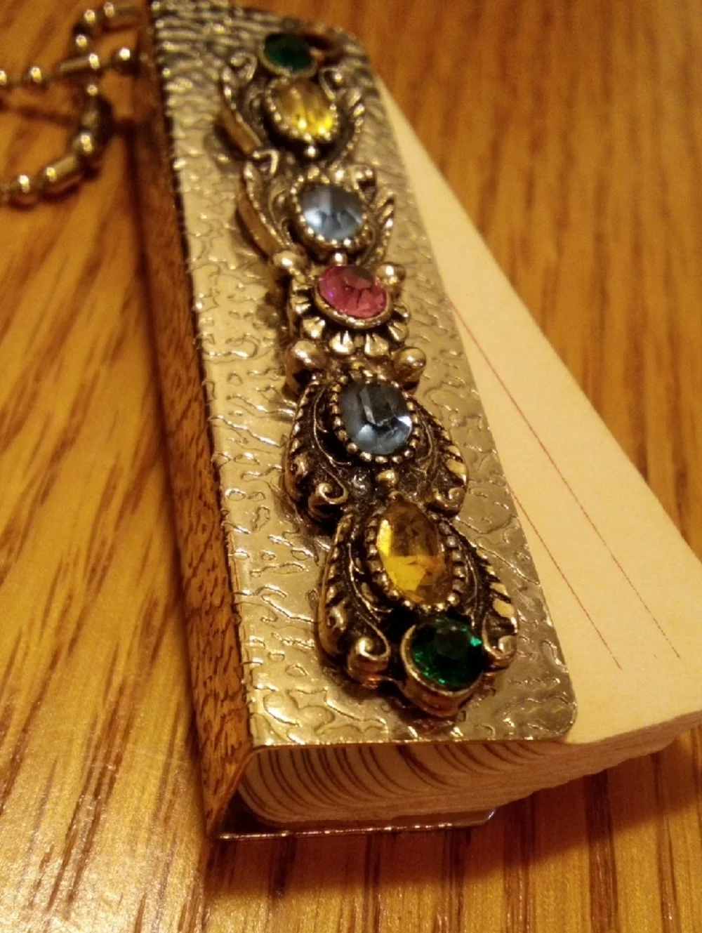 Multicolor Crystal Address And Key & Card Holder - Gold Tone